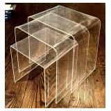 LR -Vintage Clear Lucite Nesting Tables - 3-Piece Set