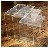 LR -Vintage Clear Lucite Nesting Tables - 3-Piece Set