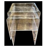 LR -Vintage Clear Lucite Nesting Tables - 3-Piece Set