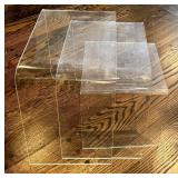LR -Vintage Clear Lucite Nesting Tables - 3-Piece Set