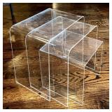 LR -Vintage Clear Lucite Nesting Tables - 3-Piece Set