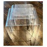 LR -Vintage Clear Lucite Nesting Tables - 3-Piece Set