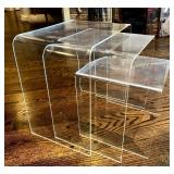LR -Vintage Clear Lucite Nesting Tables - 3-Piece Set