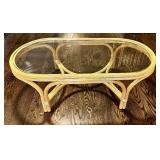 LR - Vintage Bamboo Coffee Table with Glass Top