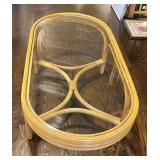 LR - Vintage Bamboo Coffee Table with Glass Top