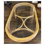 LR - Vintage Bamboo Coffee Table with Glass Top
