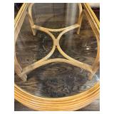 LR - Vintage Bamboo Coffee Table with Glass Top