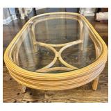 LR - Vintage Bamboo Coffee Table with Glass Top