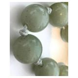 Vintage Adventurine Bead Necklace - Hand-Knotted, Silver Clasp, 30 in