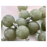 Vintage Adventurine Bead Necklace - Hand-Knotted, Silver Clasp, 30 in