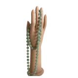 Vintage Adventurine Bead Necklace - Hand-Knotted, Silver Clasp, 30 in