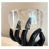 Vintage Lucite Cuff Bracelet Clear Etched Design