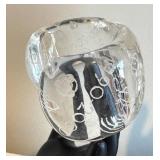 Vintage Lucite Cuff Bracelet Clear Etched Design