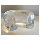Vintage Lucite Cuff Bracelet Clear Etched Design