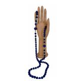 Lapis Lazuli Necklace - 34-Inch Bead Strand with Yellow-Gold Spacers & Shua Dragon Bead