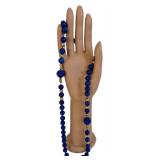 Lapis Lazuli Necklace - 34-Inch Bead Strand with Yellow-Gold Spacers & Shua Dragon Bead