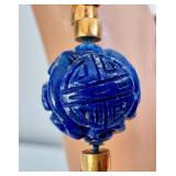 Lapis Lazuli Necklace - 34-Inch Bead Strand with Yellow-Gold Spacers & Shua Dragon Bead