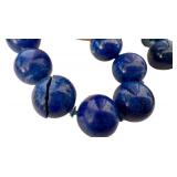 Lapis Lazuli Necklace - 34-Inch Bead Strand with Yellow-Gold Spacers & Shua Dragon Bead
