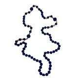 Lapis Lazuli Necklace - 34-Inch Bead Strand with Yellow-Gold Spacers & Shua Dragon Bead