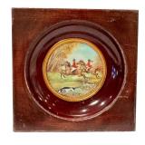 Gille Signed Antique Miniature Equestrian Painting, Circular Gold Mat
