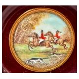 Gille Signed Antique Miniature Equestrian Painting, Circular Gold Mat