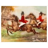 Gille Signed Antique Miniature Equestrian Painting, Circular Gold Mat