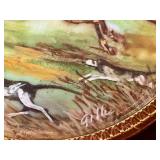 Gille Signed Antique Miniature Equestrian Painting, Circular Gold Mat