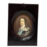 Anthony van Dyck King Charles I Miniature Oil Portrait  Original Antique