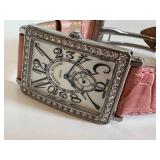 Franck Muller watch 033605 - Long Island Diamond Bezel, Pink Leather Strap