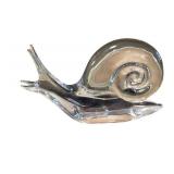 DR - Daum Crystal Snail Sculpture on Black Base - Base Chip
