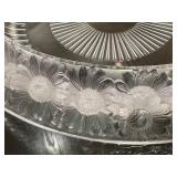 Lalique Marguerites Bowl - Art Deco Clear Crystal with Frosted Rim, 1930s