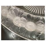 Lalique Marguerites Bowl - Art Deco Clear Crystal with Frosted Rim, 1930s