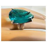 Sterling Silver Blue Apatite Ring - Teardrop Cut, Size 7.25