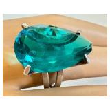 Sterling Silver Blue Apatite Ring - Teardrop Cut, Size 7.25