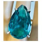 Sterling Silver Blue Apatite Ring - Teardrop Cut, Size 7.25