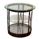 Three-Tier Glass Accent Table with Metal Frame