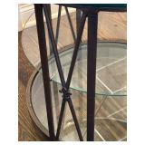 Three-Tier Glass Accent Table with Metal Frame