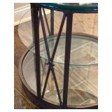 Three-Tier Glass Accent Table with Metal Frame
