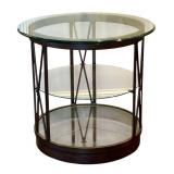 Three-Tier Glass Accent Table with Metal Frame