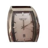 Kenneth Cole Reaction Wristwatch - Rectangular Stainless Steel Case & Leather Band