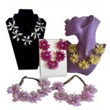 Floral Fashion Necklaces - 16 in Each, Set of 5