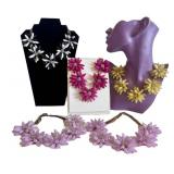 Floral Fashion Necklaces - 16 in Each, Set of 5