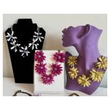 Floral Fashion Necklaces - 16 in Each, Set of 5