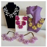 Floral Fashion Necklaces - 16 in Each, Set of 5