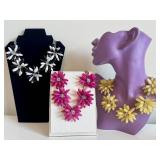 Floral Fashion Necklaces - 16 in Each, Set of 5