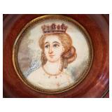 Antique Miniature Portrait of Queen - Wooden Frame
