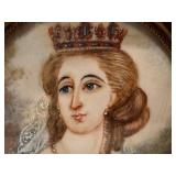 Antique Miniature Portrait of Queen - Wooden Frame