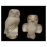 Lalique Chouette Owl Crystal Sculpture (3.5 in) - De Sevres Owl Crystal (3 in)