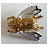BSK Vintage Fly Brooch - Gold-Tone with Rhinestones
