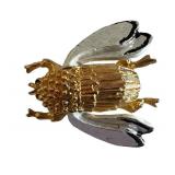 BSK Vintage Fly Brooch - Gold-Tone with Rhinestones
